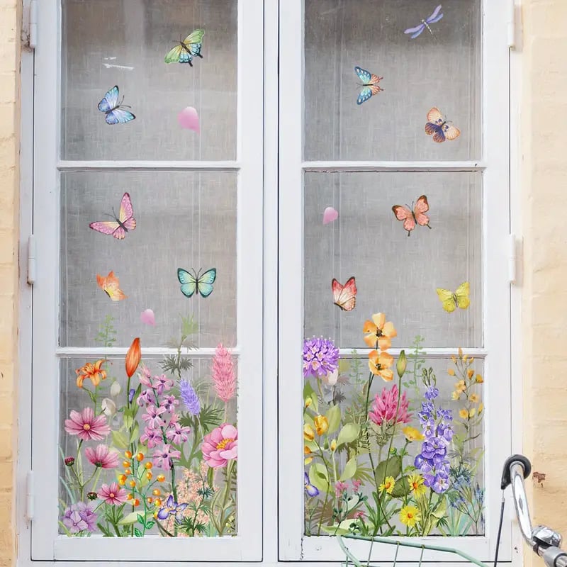 1+1 Gratis | Bunte Blumenstrauß-Fensteraufkleber