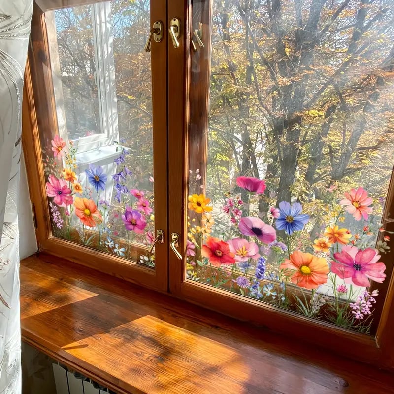 1+1 Gratis | Bunte Blumenstrauß-Fensteraufkleber