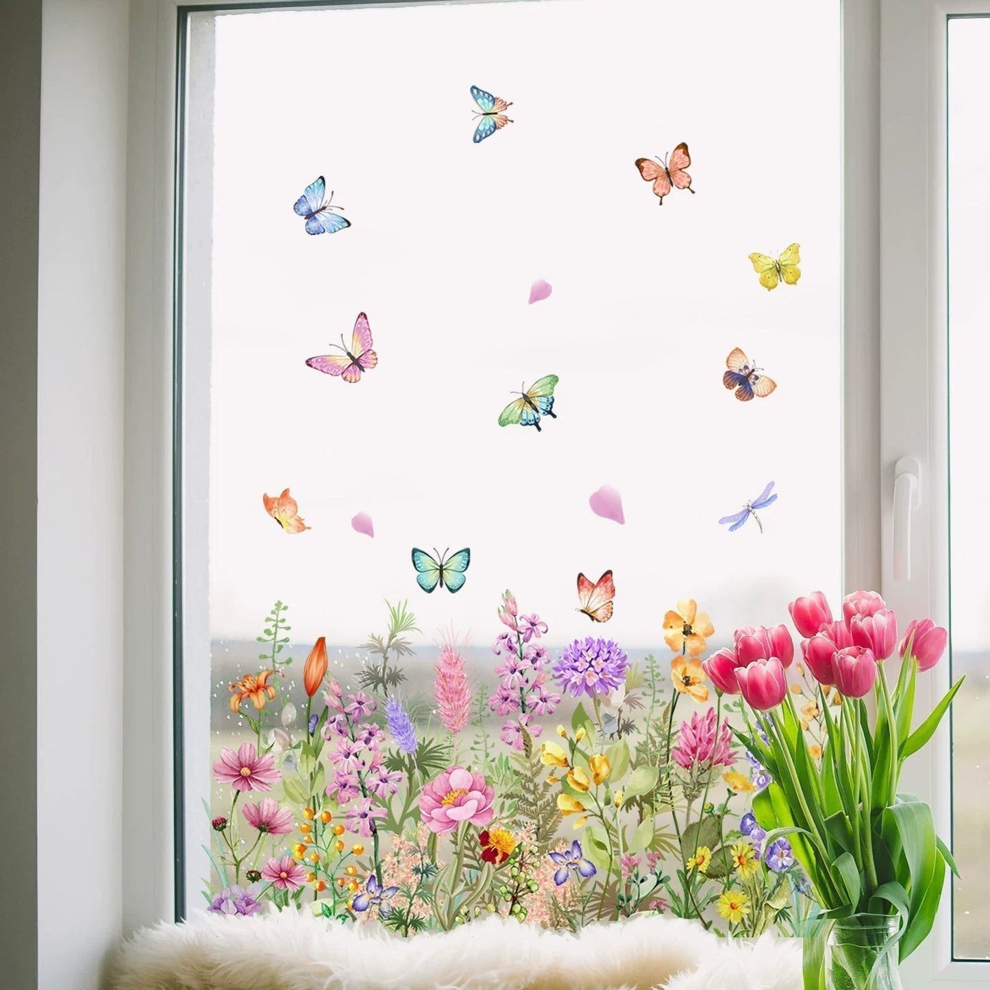 1+1 Gratis | Bunte Blumenstrauß-Fensteraufkleber