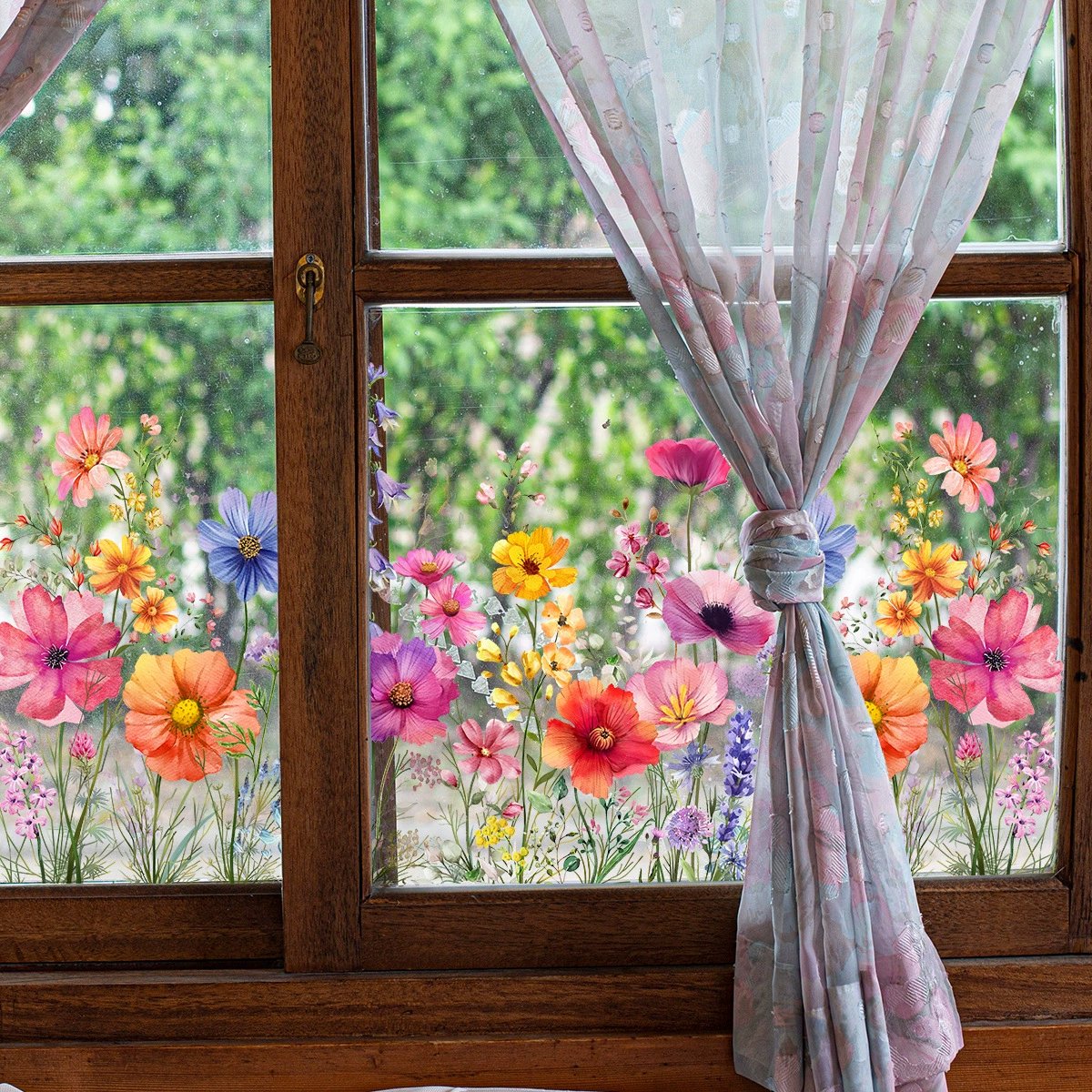 1+1 Gratis | Bunte Blumenstrauß-Fensteraufkleber