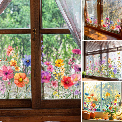 1+1 Gratis | Bunte Blumenstrauß-Fensteraufkleber